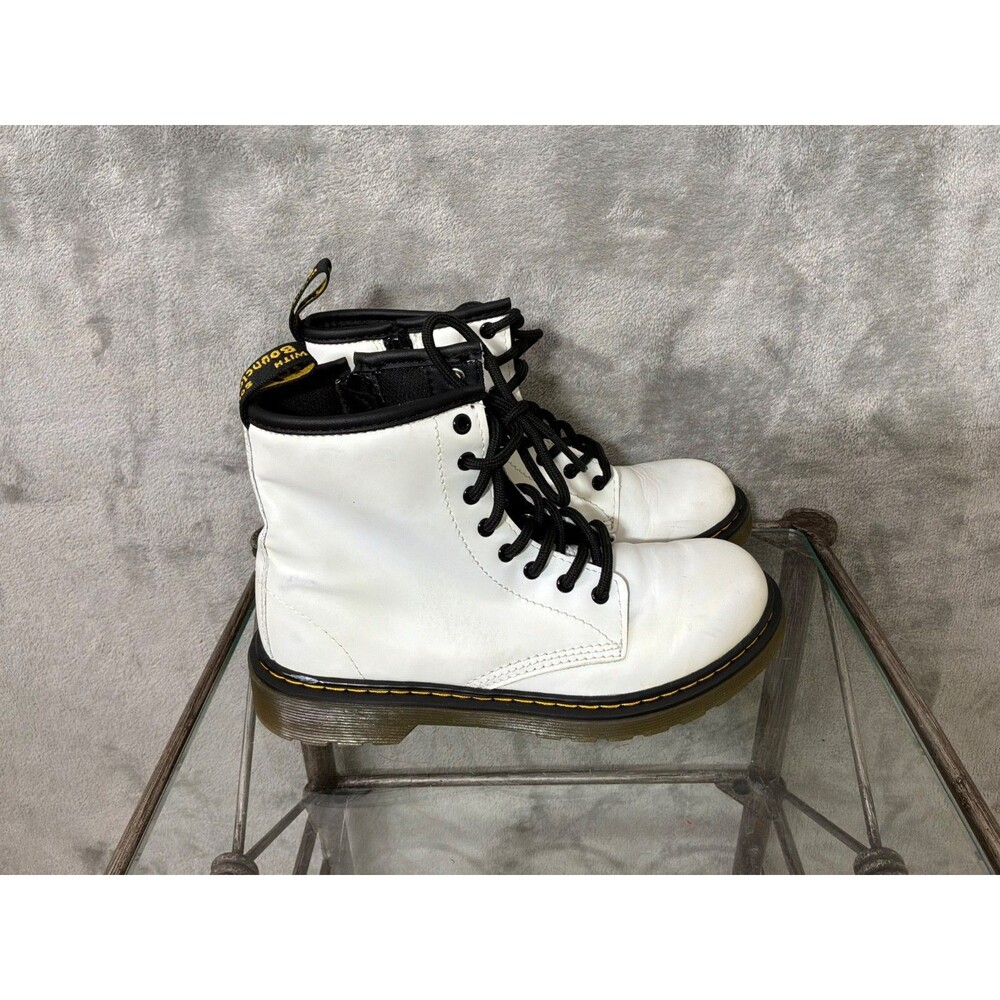 Doc Dr Martens White Lace Up Boots 1460 J Size 3 Junior Youth *